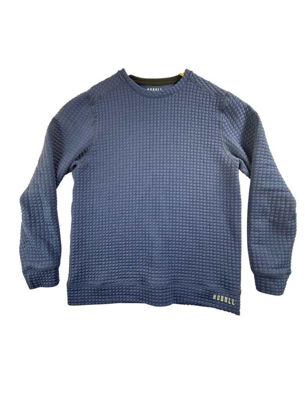 NOBULL Sweatshirt Mens Large Blue Quilted Thermal Crewneck Pullover CrossFit